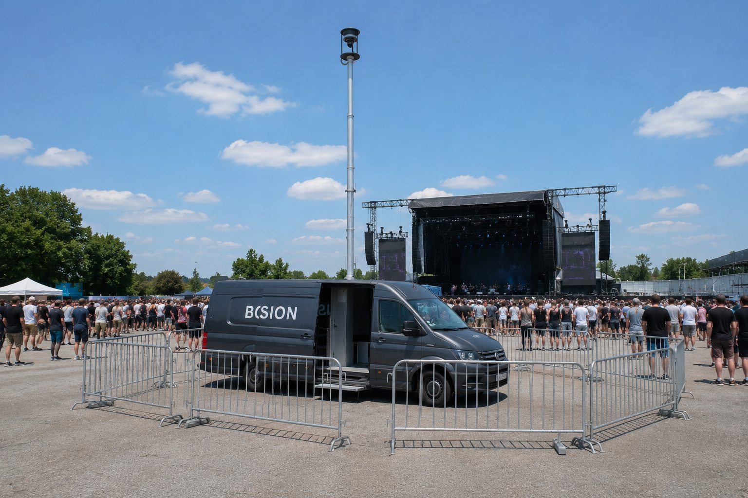 Poste de commandement mobile BOSCOVISION déployé lors d'un concert
